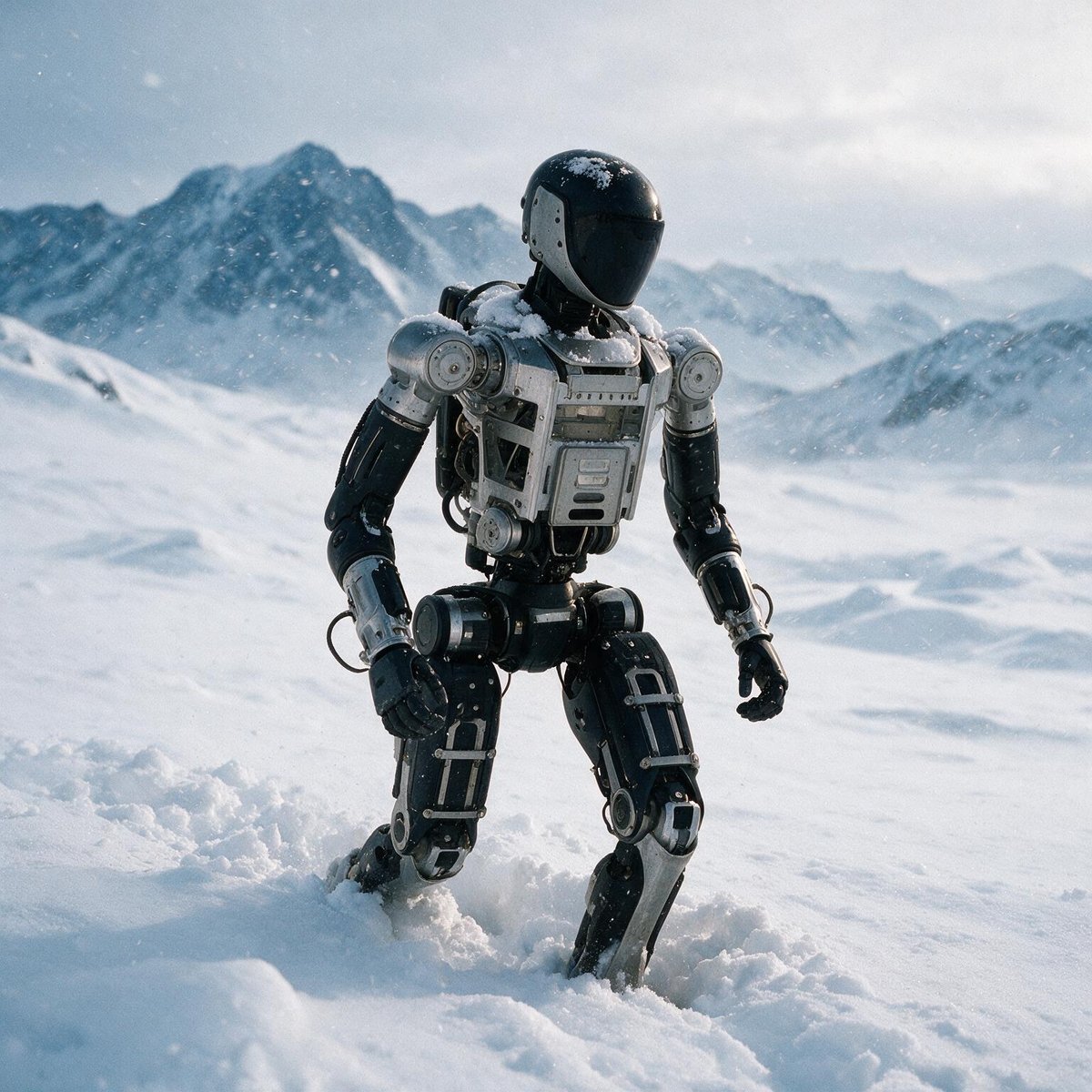 Vinlandic heavy-duty humanoid robot in Arctic conditions